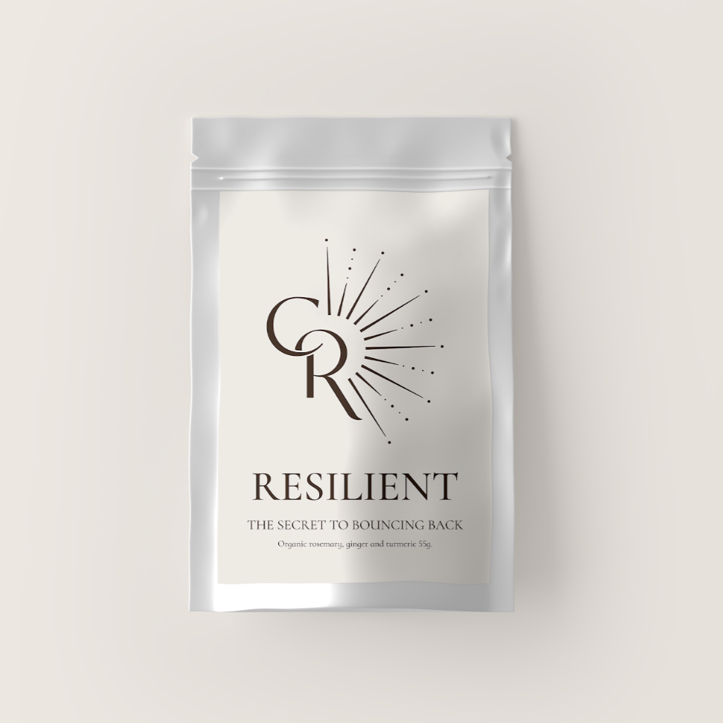 Eco-friendly packaging of Resilient Loose Leaf Tea blend showing organic ingredients