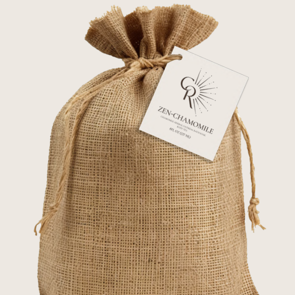 Premium organic chamomile flowers and minerals in relaxing bath soak