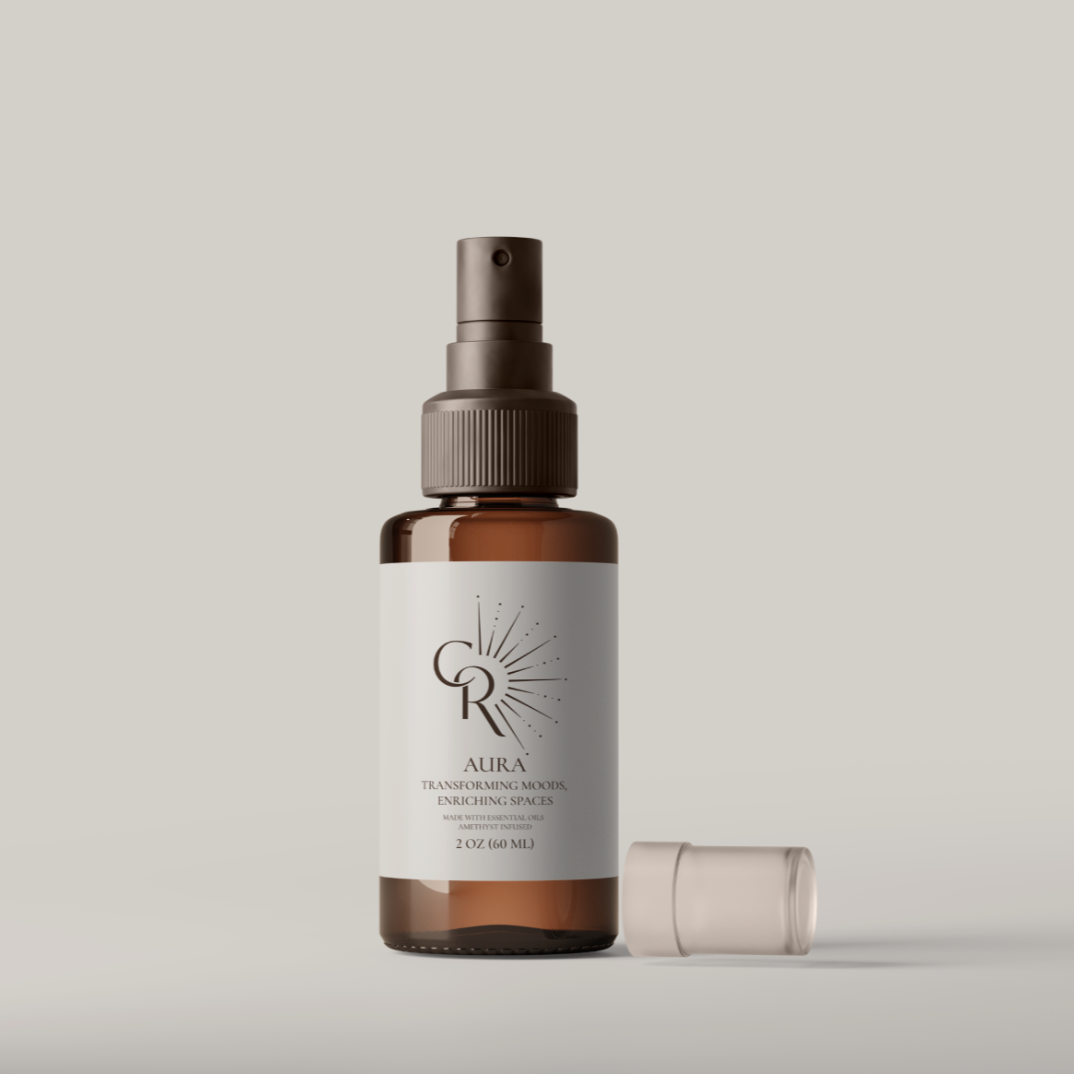 Organic Aura Mood and Pillow Spray bottle for natural sleep and ambiance

