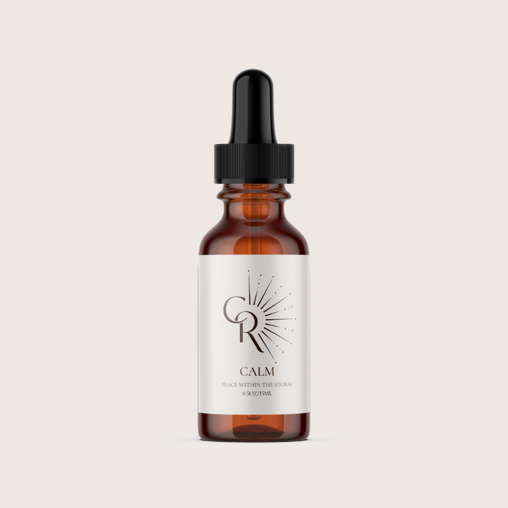 Organic Calm Essential Oil bottle for natural anxiety relief"